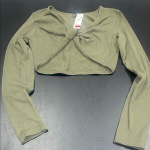 Garage Olive Twist Front Crop Top